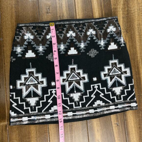 Express Factory Black& White Mini Sequin Skirt Art Deco Geometric Y2K Monochrome - Picture 5 of 9